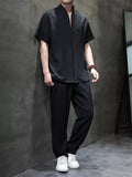 Men's 2-Piece Cotton Short Sleeve T-Shirt & Pants Set Plus Size Trendsi