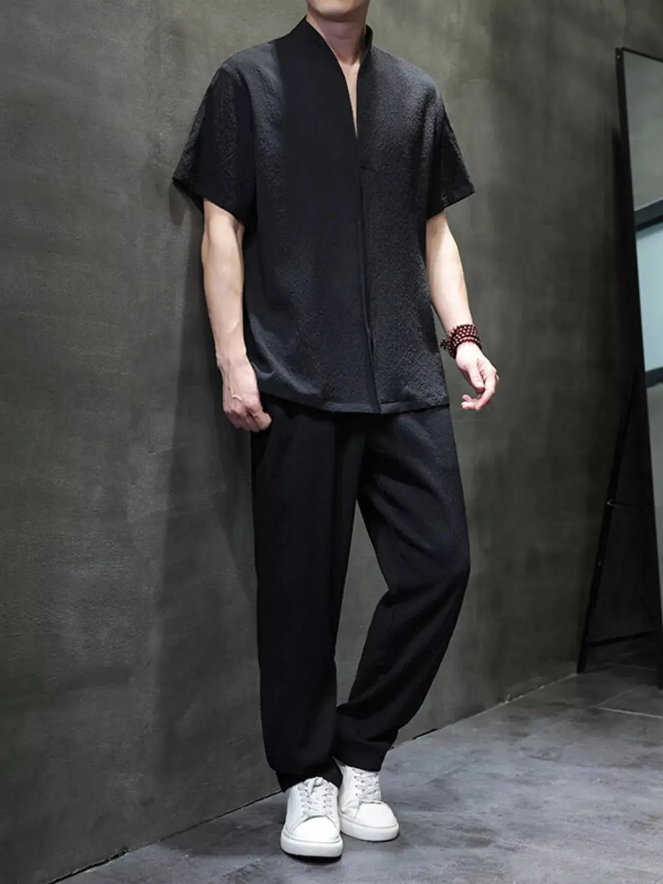 Men's 2-Piece Cotton Short Sleeve T-Shirt & Pants Set Plus Size Trendsi