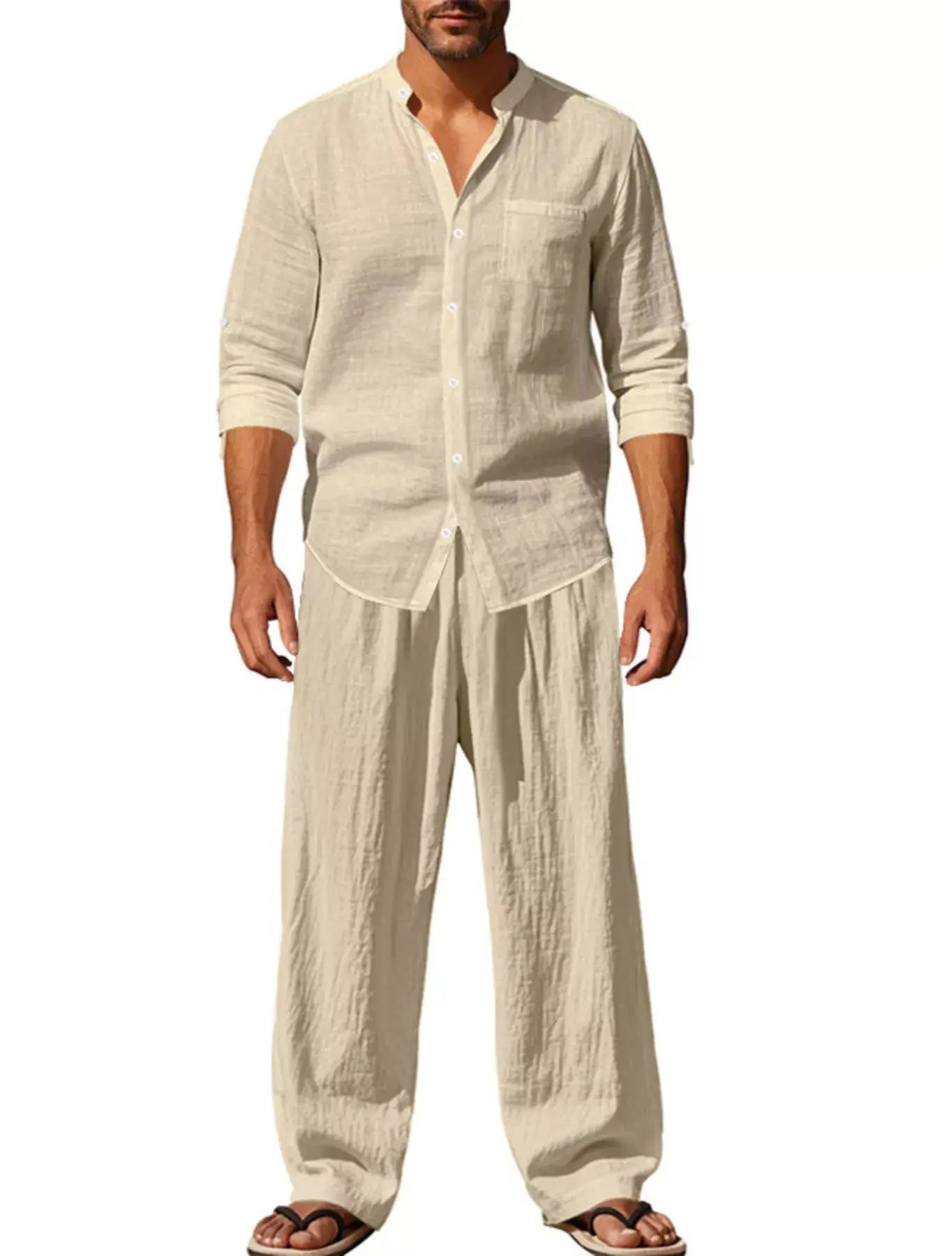 Men's shirt and pants set 2-Piece Long Sleeve Trendsi