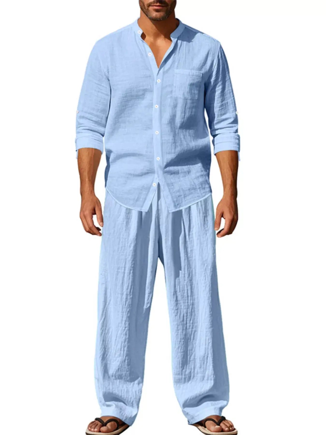 Men's shirt and pants set 2-Piece Long Sleeve Trendsi