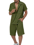 Men's 2-Piece Short Sleeve Shirt & Shorts Set Plus Size Trendsi