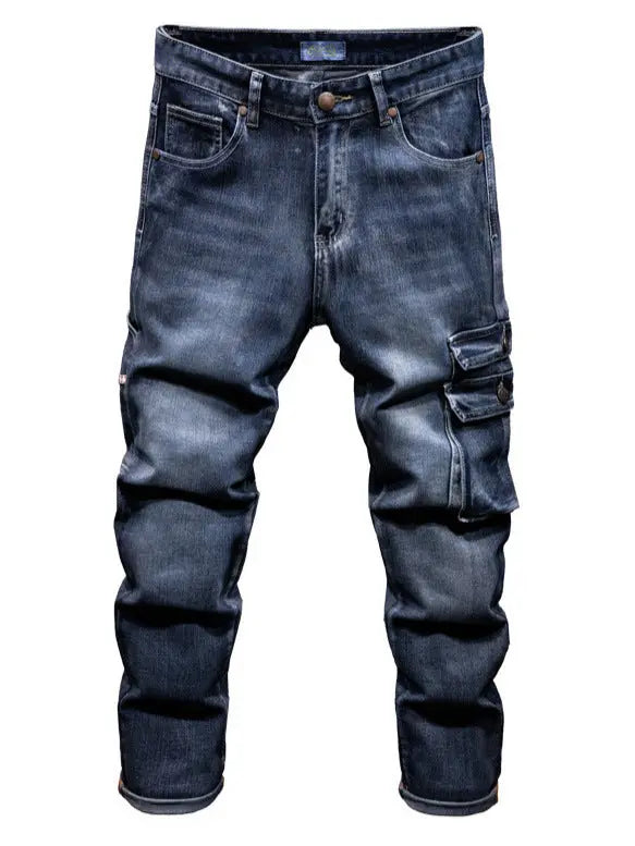 Men's Hip Hop Retro Multi-Pocket Denim Pants