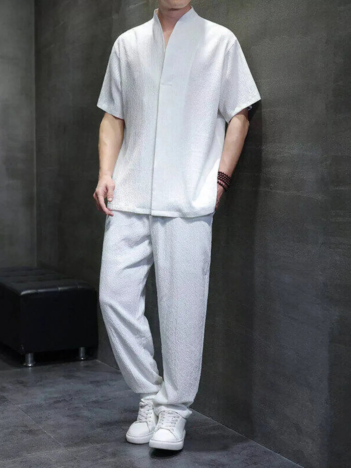 Men's 2-Piece Cotton Short Sleeve T-Shirt & Pants Set Plus Size Trendsi