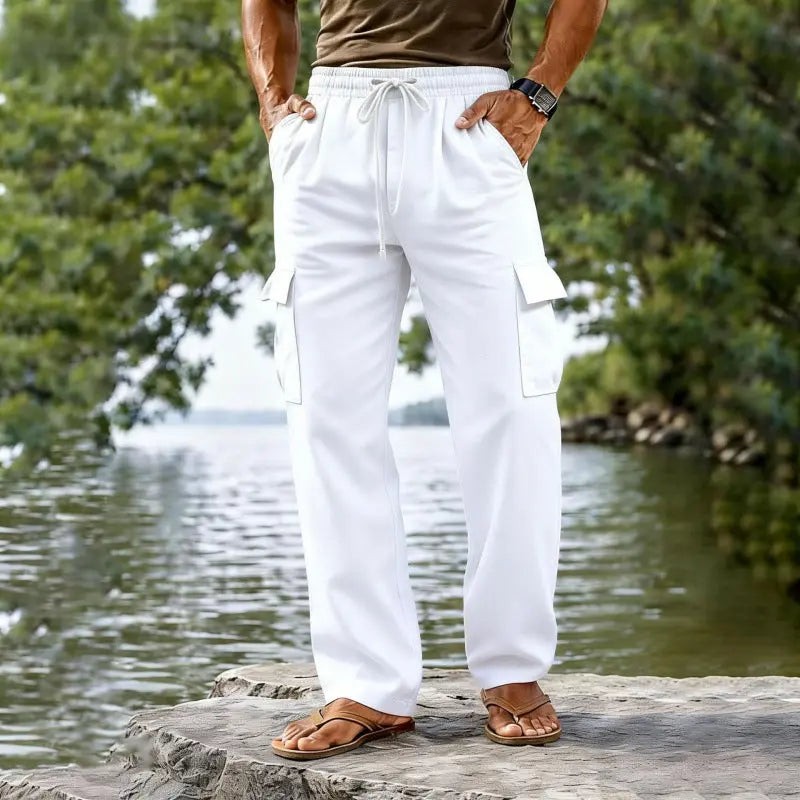 Men's Cotton-Linen Drawstring Casual Pants