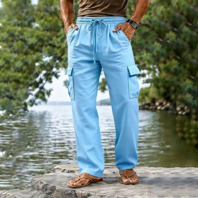 Men's Cotton-Linen Drawstring Casual Pants