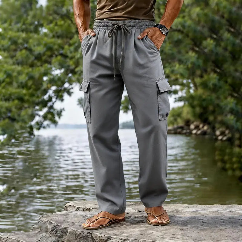 Men's Cotton-Linen Drawstring Casual Pants