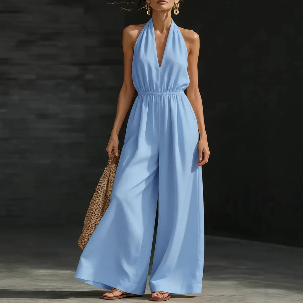V-neck Halter Jumpsuit For Women - Fresh& Vintage