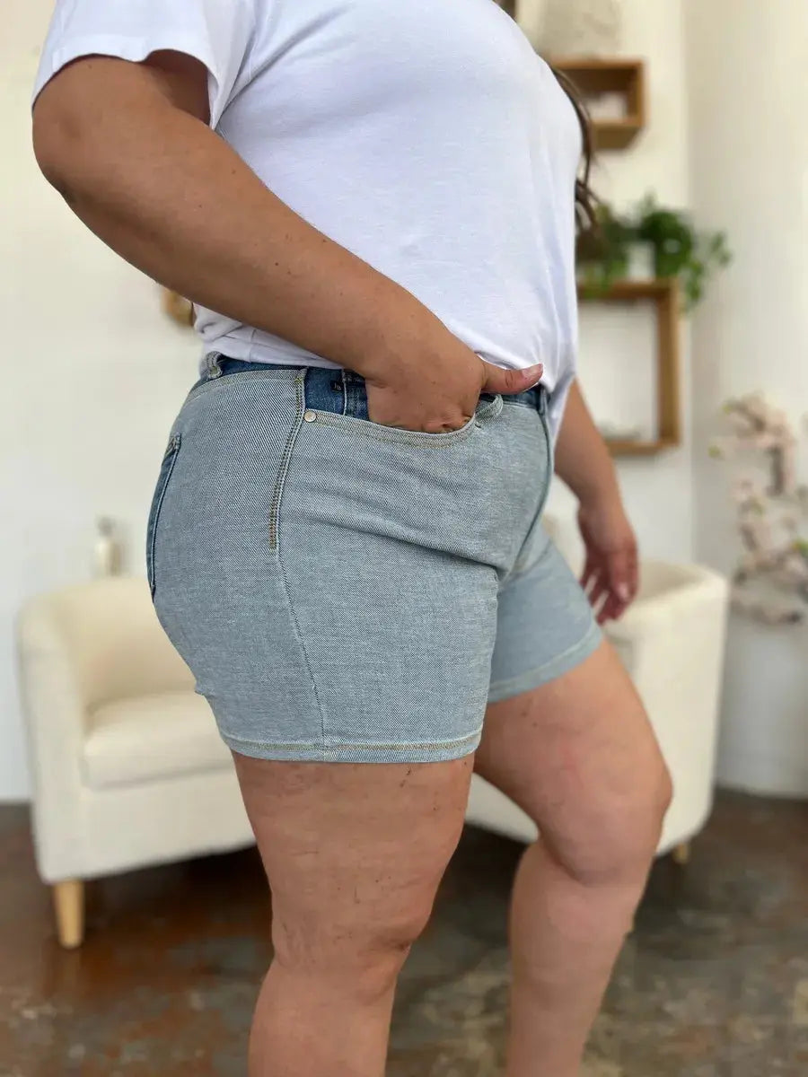 Judy Blue Shorts Full Size Color Block Denim Trendsi