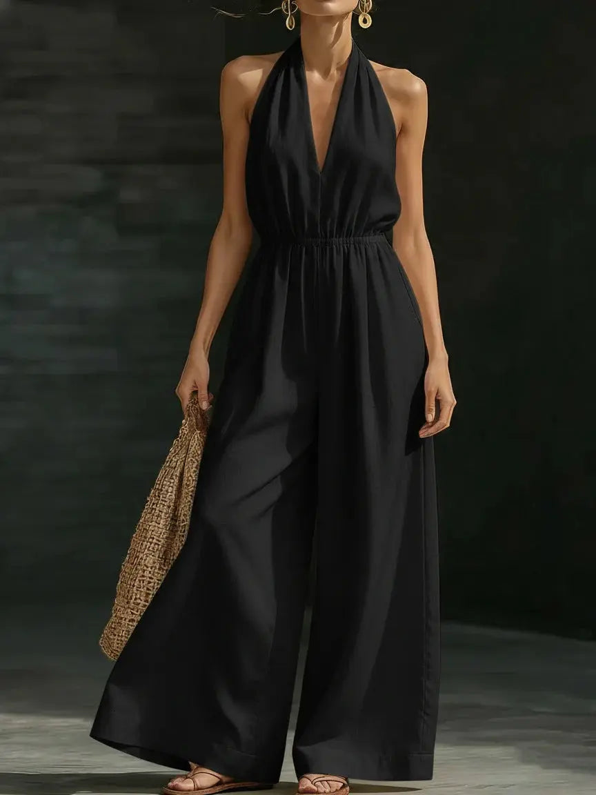 V-neck Halter Jumpsuit For Women - Fresh& Vintage