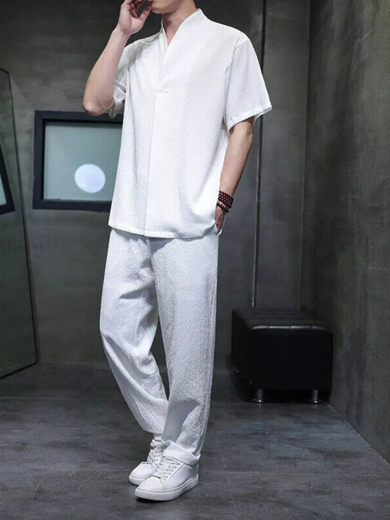 Men's 2-Piece Cotton Short Sleeve T-Shirt & Pants Set Plus Size Trendsi
