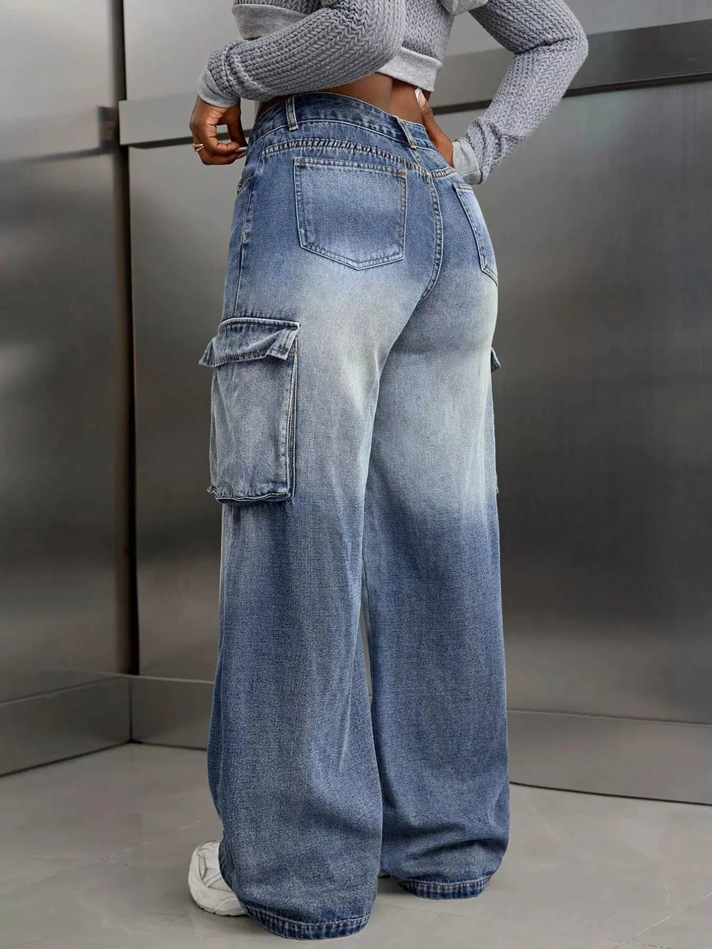 Vintage Wide Leg Cargo Jeans Trendsi
