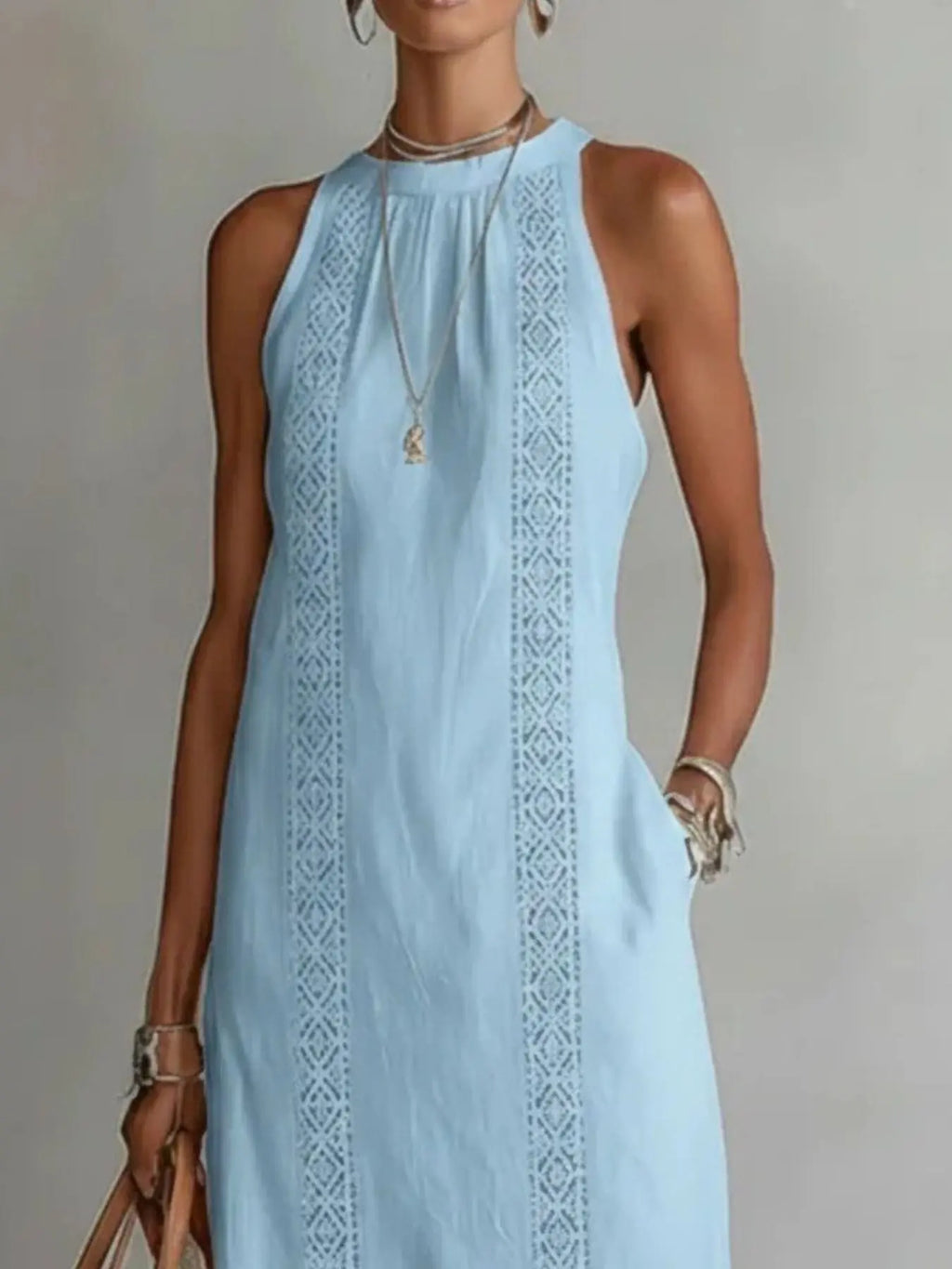 Look chic robe midi coton fente latérale silhouette élégante – Fresh & Vintag