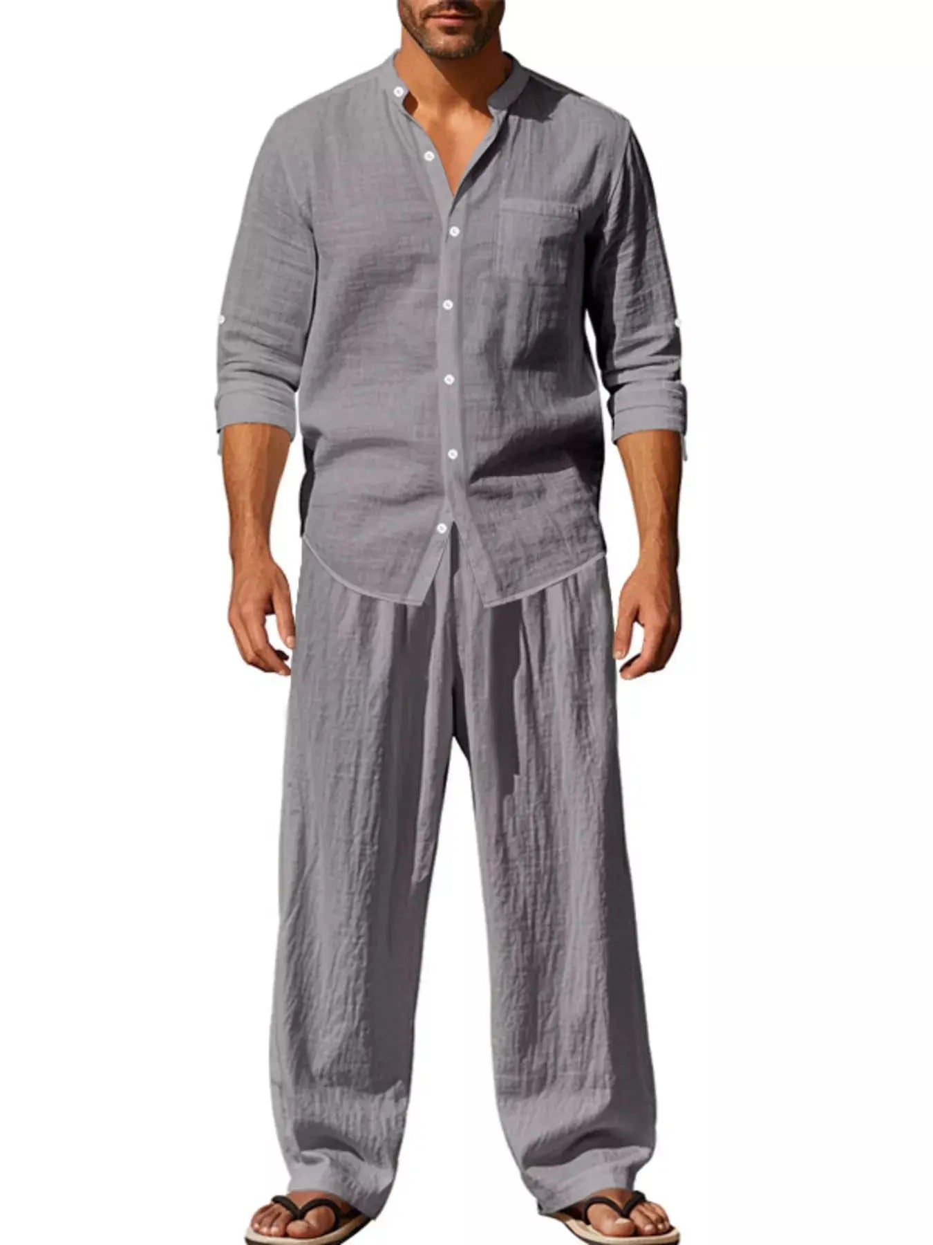 Men's shirt and pants set 2-Piece Long Sleeve Trendsi