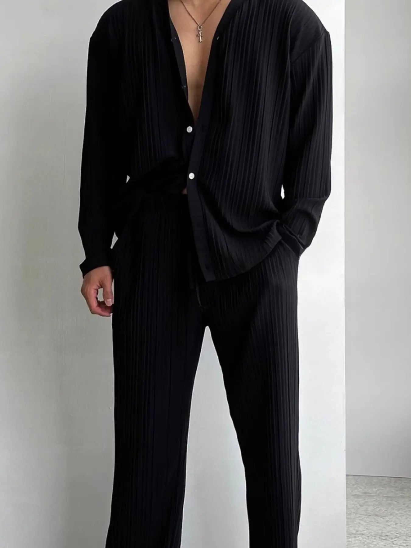 Men's plus size shirt and pants set Trendsi