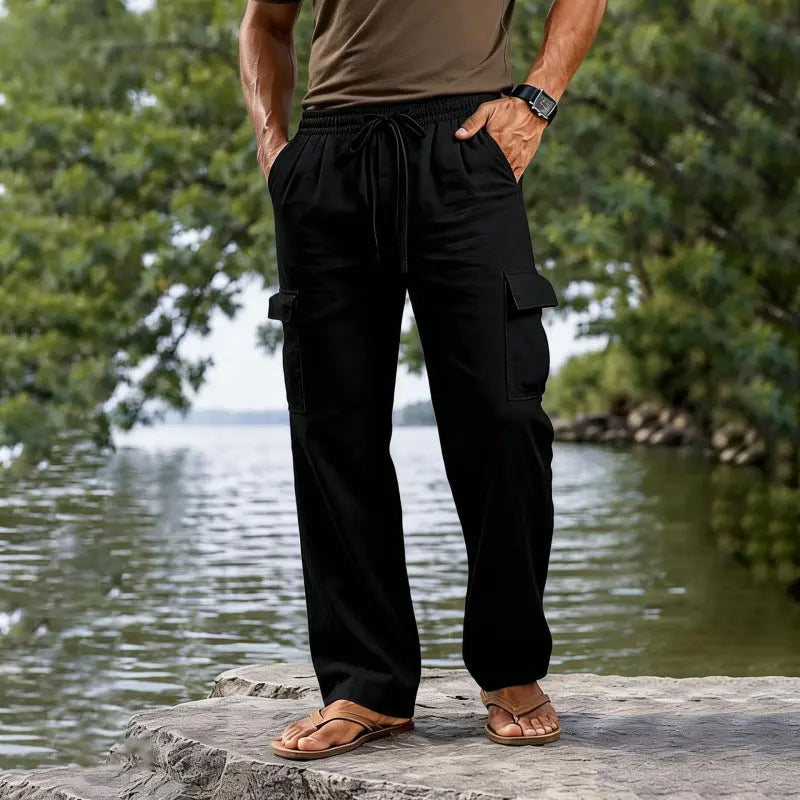Men's Cotton-Linen Drawstring Casual Pants
